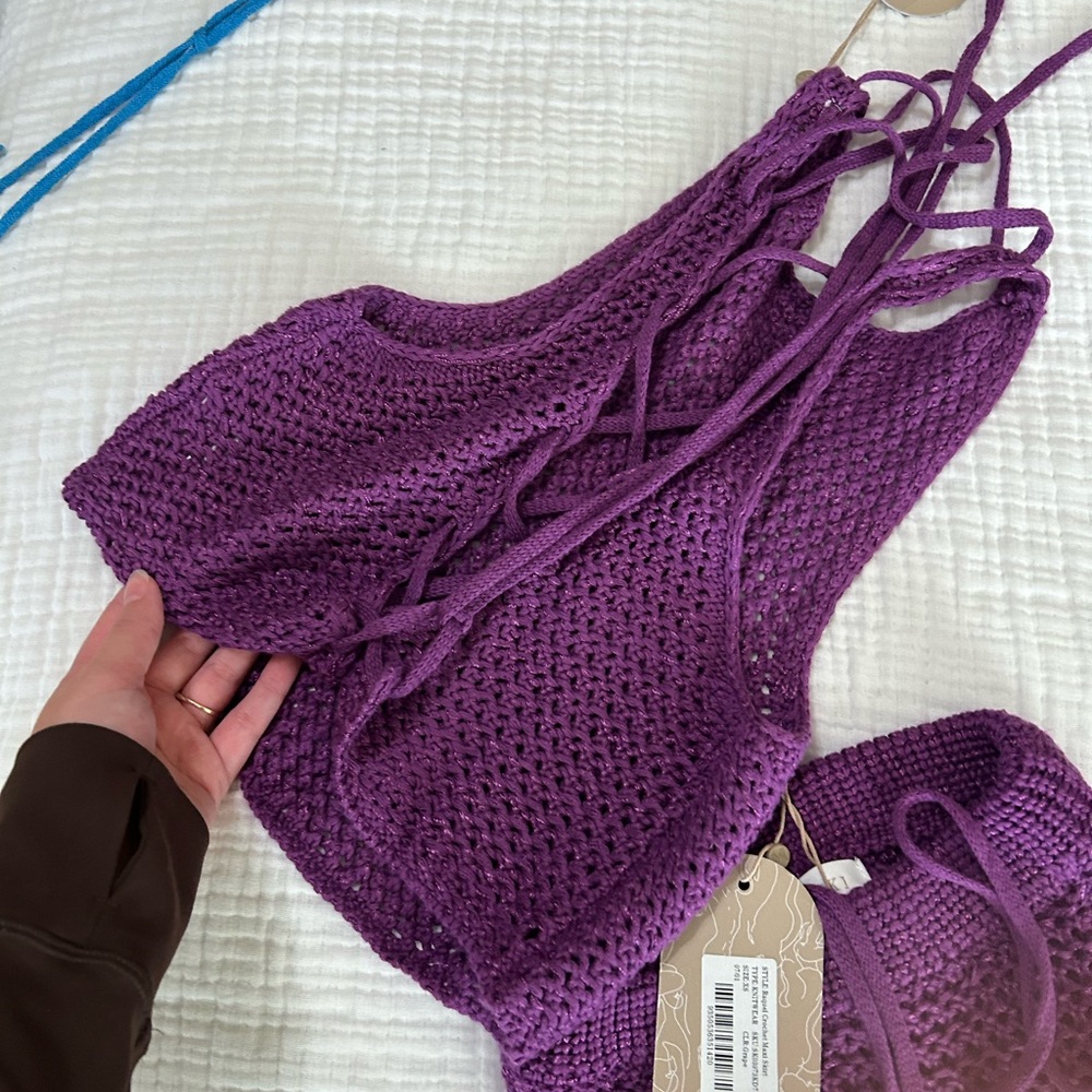 Meshki Purple Crochet Maxi Dress Set - Picture 4 of 4